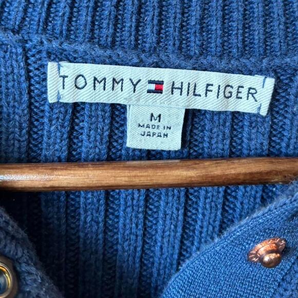 90s fitted navy ribbed cardigan – preppy Y2K button-up M - Picture 7 of 8